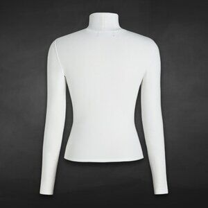 Cider Sweater Top Long Sleeves Chic Mock Neck Lightweight Cream/Beige Women's XS